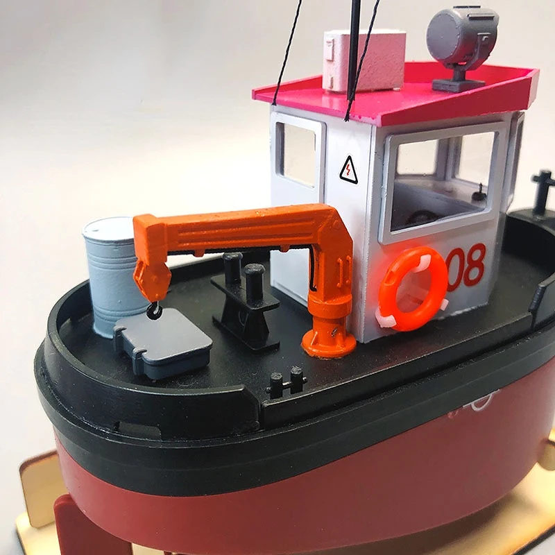 Q Version Cute Tugboat Mini Egg Tow Plastic Assembled Ship Model Kit Static Version 5