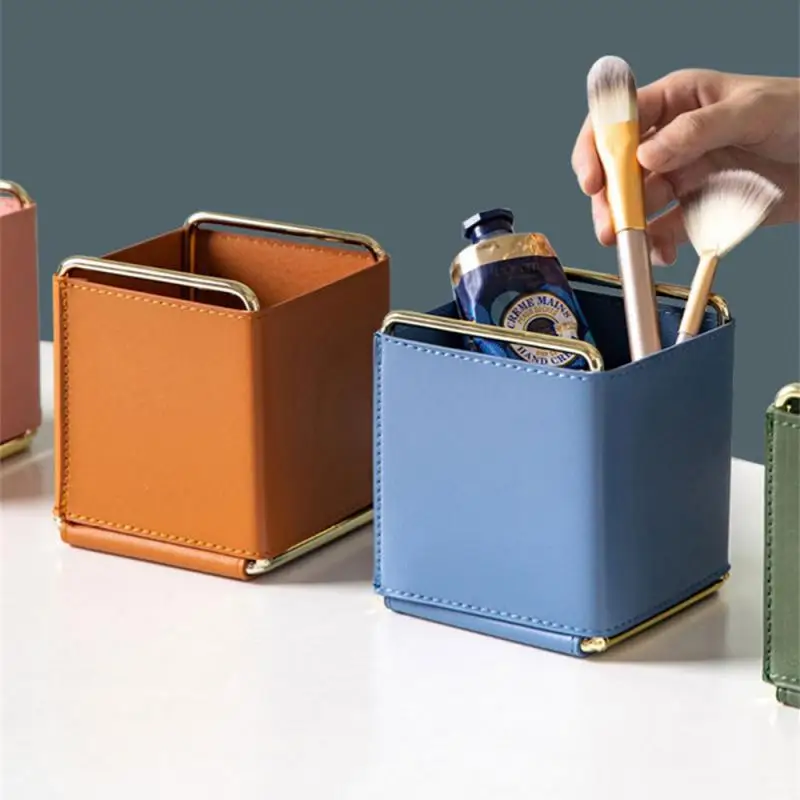 

Настольный ящик для хранения, прочный, износостойкий, полноцветный, мягкий и удобный, утолщенный кожаный ящик для хранения инструментов, коробка для макияжа