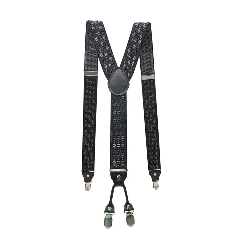 

Leather Strap Unisex 4 Clips Husband's Gift Braces Casual Suspenders Suspensorio Alloy Male Fashion Trousers