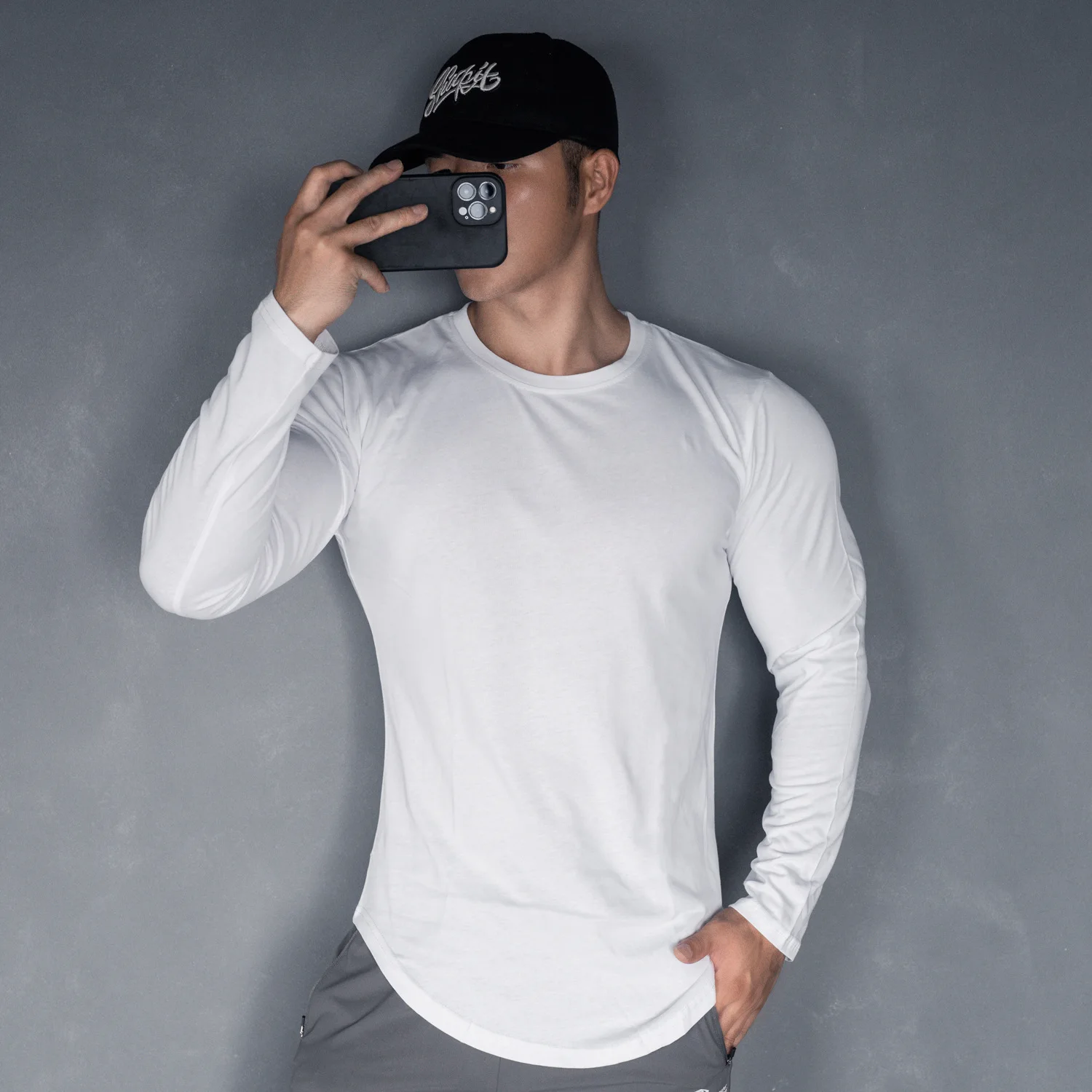 

New Men's T-shirt long sleeve T-shirt Men ports running fitness cotton T-shirt n Men's long-sleeved tops Men Casual T-shirt