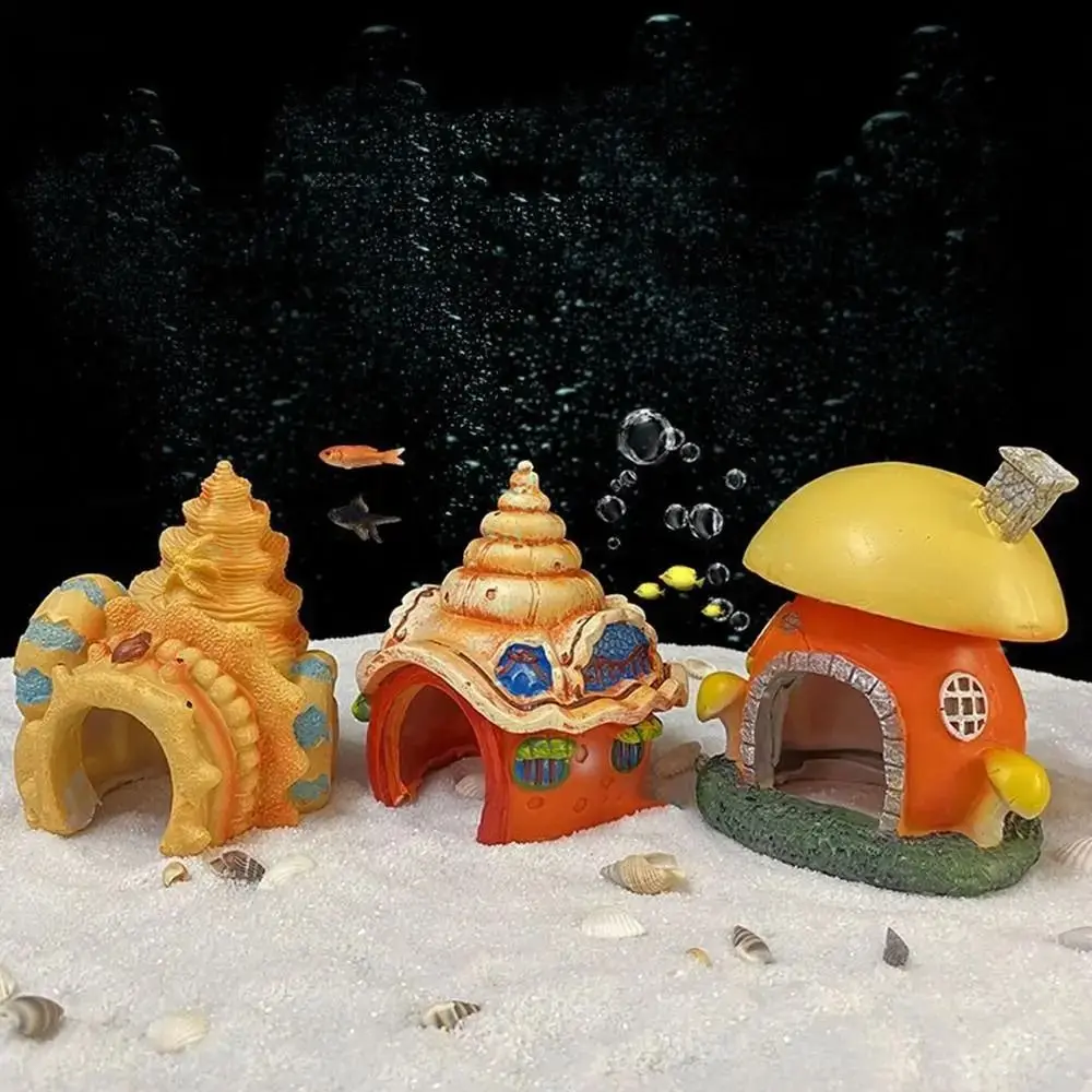 Aquarium Decoratations Fish Tanks Accessories for Fish Shrimp Hiding Shelter Simulation PVC Mini Mushroom Conch House Ornaments fish tank ornaments mini landscape ornaments fish tank decorations aquarium ornaments