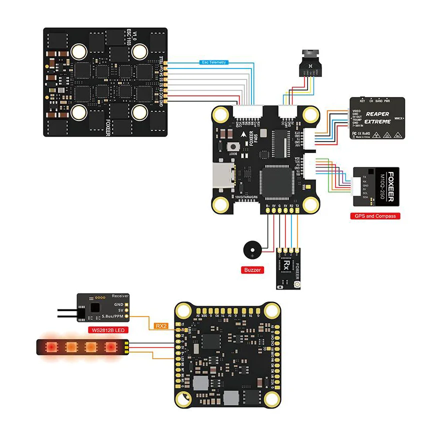 FOXEER Stack V2 F405 Управление полетом 55A Электронное управление 30,5 мм 4-8 с Подходит для дистанционного управления FPV Гоночные дроны для фристайла thumbnail 3