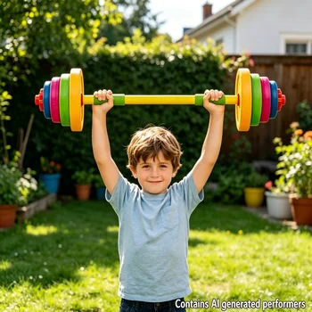 Set di manubri e bilanciere regolabili per bambini, attrezzatura fitness per allenamento indoor e outdoor, gioco sportivo genitore-figlio, regalo di compleanno per bambini e bambine