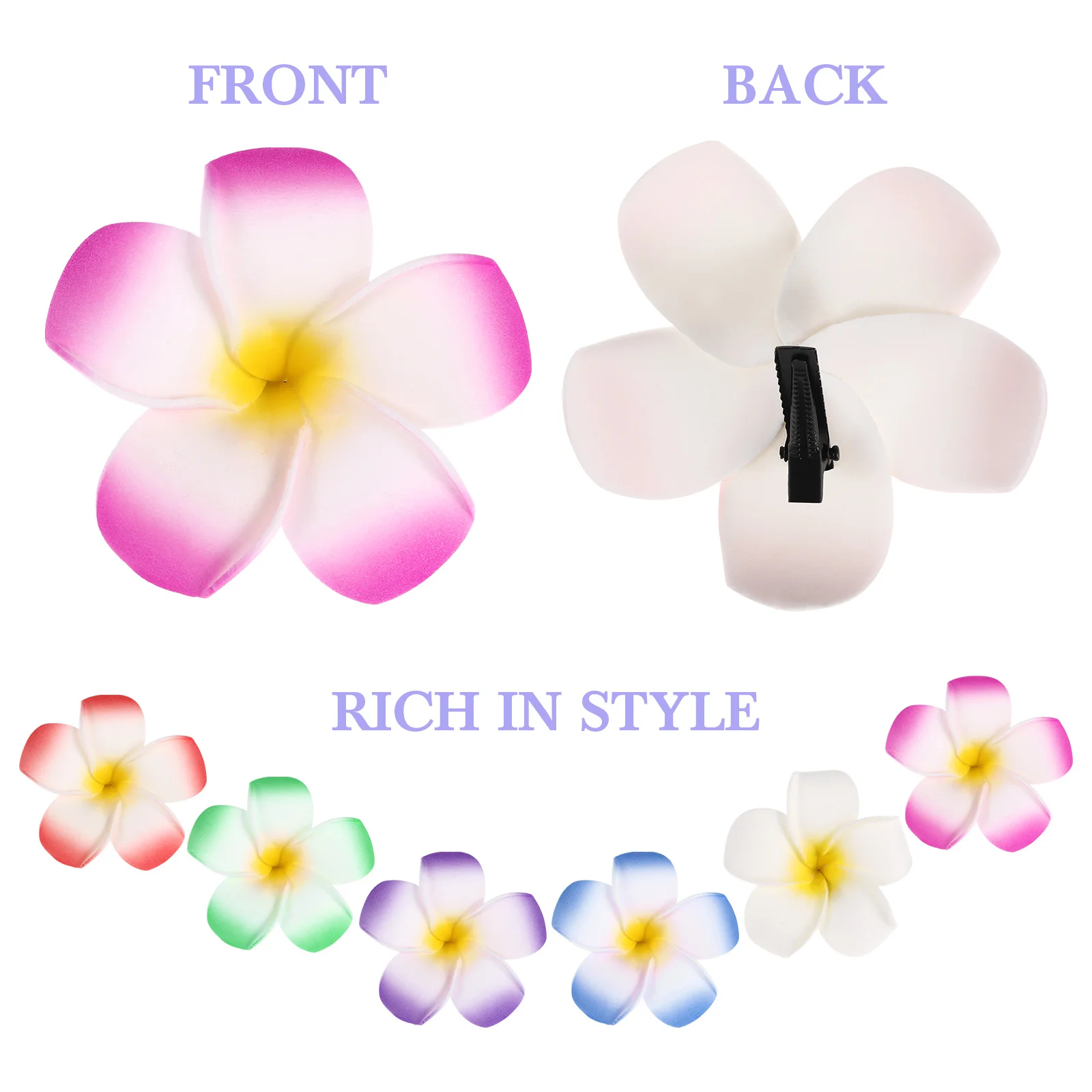 

24 Pcs Hairpin Frangipani Clip Banquet Daisy Hibiscus Eva Hawaiian Flower Clips Women