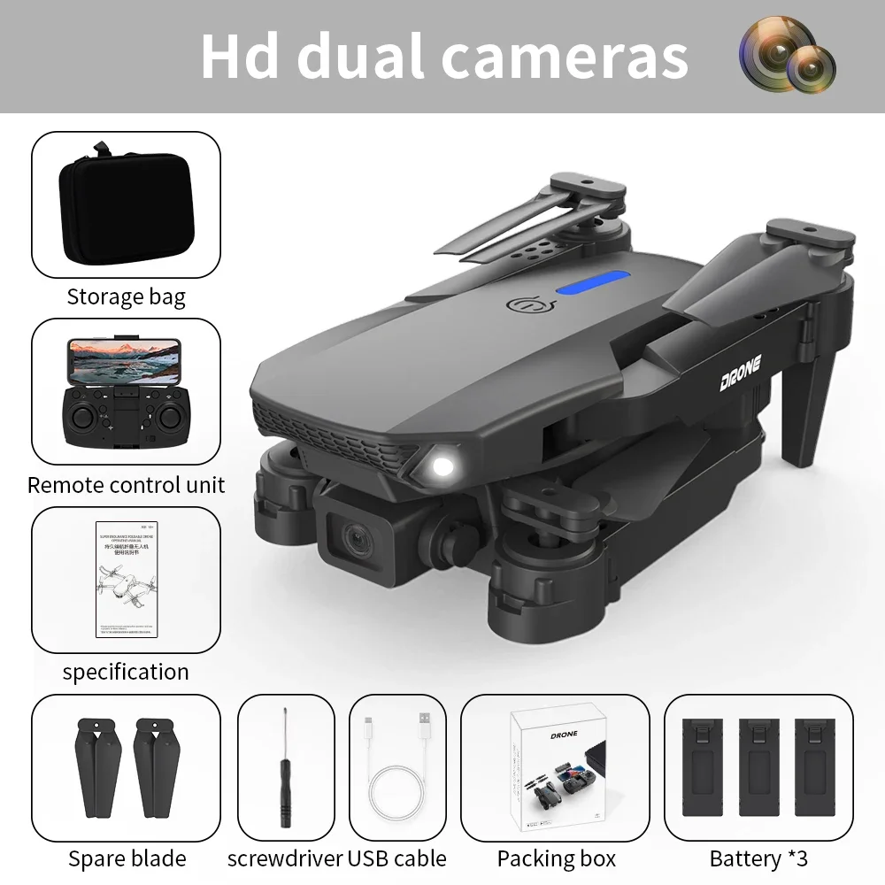 Дрон с широкоугольной камерой HD 4K 2024 P, Wi-Fi, FPV