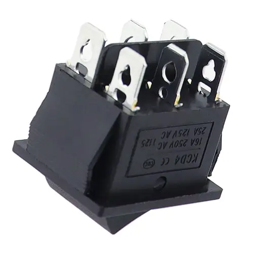1PCS KCD4 25X31mm Black Rocker Switch 6 Pin 3 Position ON-OFF-ON Double Reset/Latch Switch 16A 250V 20A 25A 125VAC - Image 5