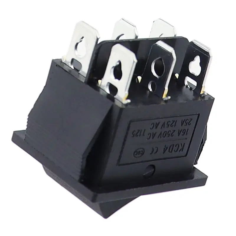 1PCS KCD4 25X31mm Black Rocker Switch 6 Pin 3 Position ON-OFF-ON Double Reset/Latch Switch 16A 250V 20A 25A 125VAC - Image 5