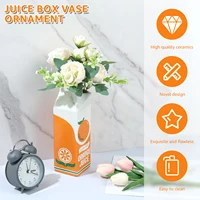 Orange Juice Vase Vintage Box Cute Creative Flower Vases Decor Cute Ceramic Vase Multipurpose Decorative Vase for Living Room 2