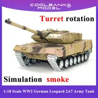 COOLBANK 1:16 Scale Rc Tank WW2 German Leopard 2A7 Army Tank Toy Remote Control Vehicle with Sound & Light RC Military Tank Gift 1