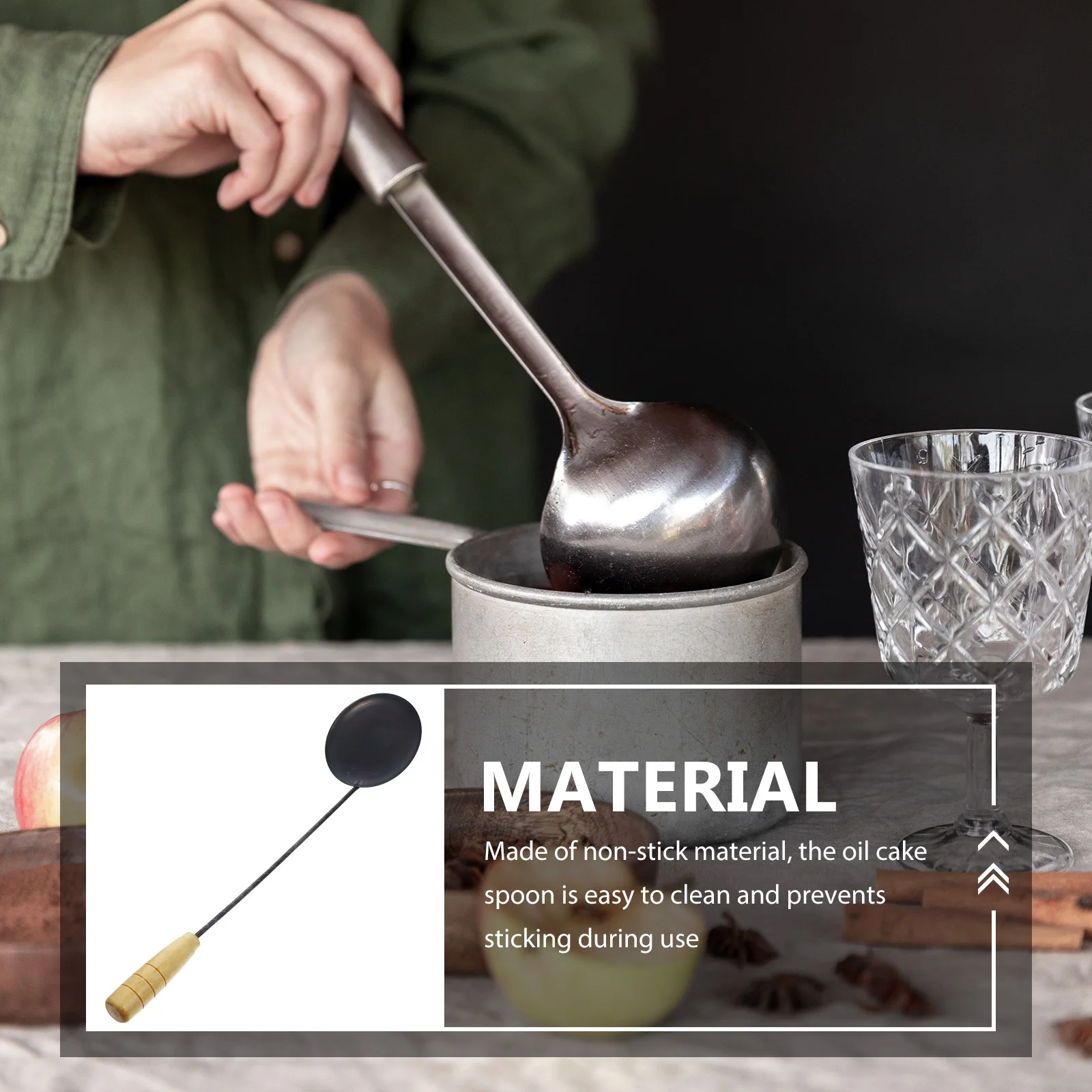 Pancake Spoon Handle Pastry Maker Oil Long Frying Snack with Wrought Iron Shrimp Crispy Scoop Cookie for Baking
