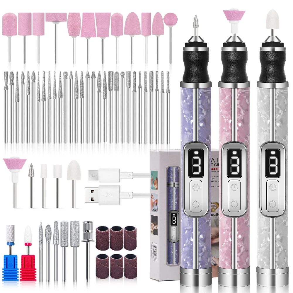 Perceuse à ongles électrique professionnelle, Machine à polir les ongles, plusieurs vitesses, ponceuse à ongles à faible bruit, ensemble de limes pour outils de Salon de manucure