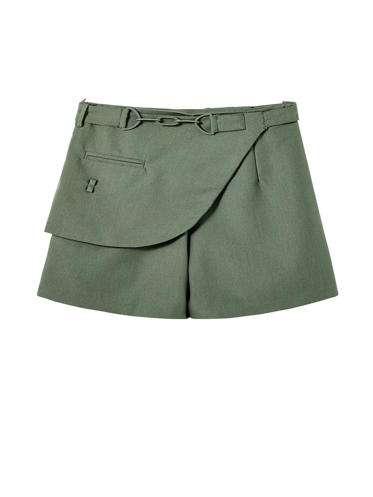 

2023 Summer Women Army Green Shorts High Waist Wide Shorts Streetwear Harajuku Korean Y2k 2000s Casual Loose A-line Short Pants