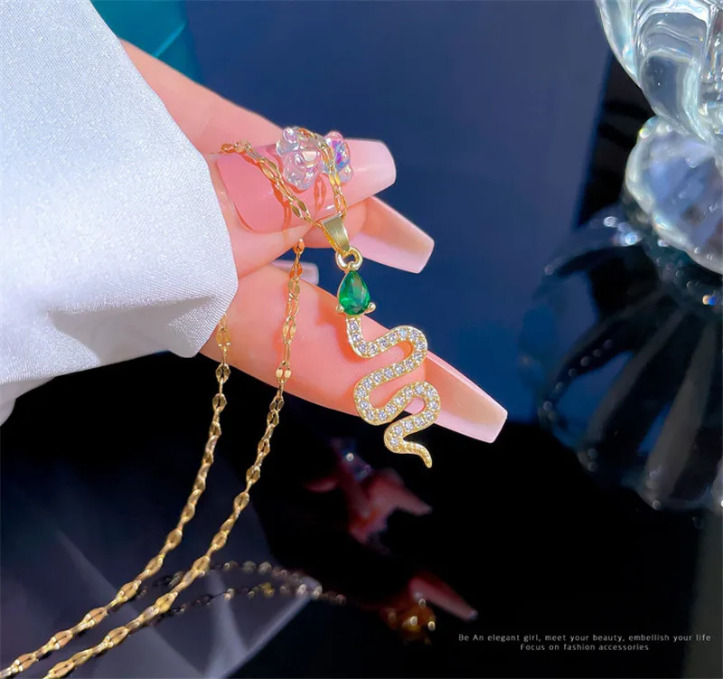 316L Stainless Steel Water Ripple Chain Light Luxury Green Eye