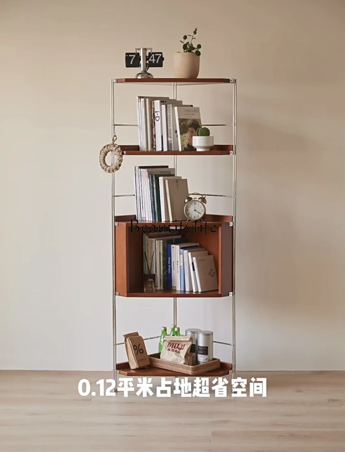 

Retro Solid Wood Triangle Cabinet Sideboard Corner Wall Display Cabinet Nordic Storage Bookcase Storage Cabinet