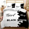 Black And White Duvet Cover Set King And Queen Bedding Set For Couple Romantic Valentine's Day Presents Polyester Duvet Cover 5
