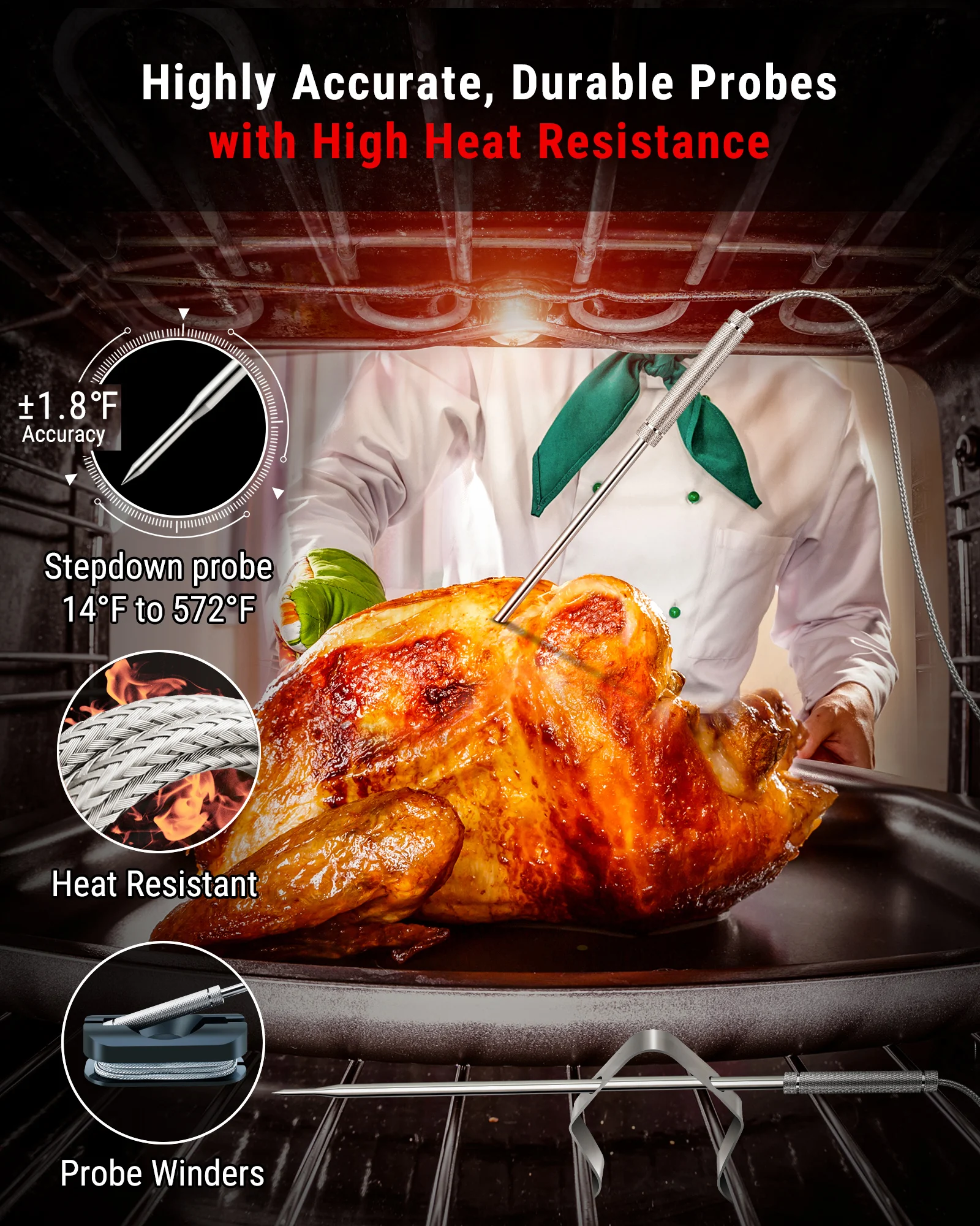 ThermoPro TP826B Backlight 2 Meat Probes 150M Wireless Remote Range Barbecue Oven Digital Thermometer For Kitchen Meat Cooking 2