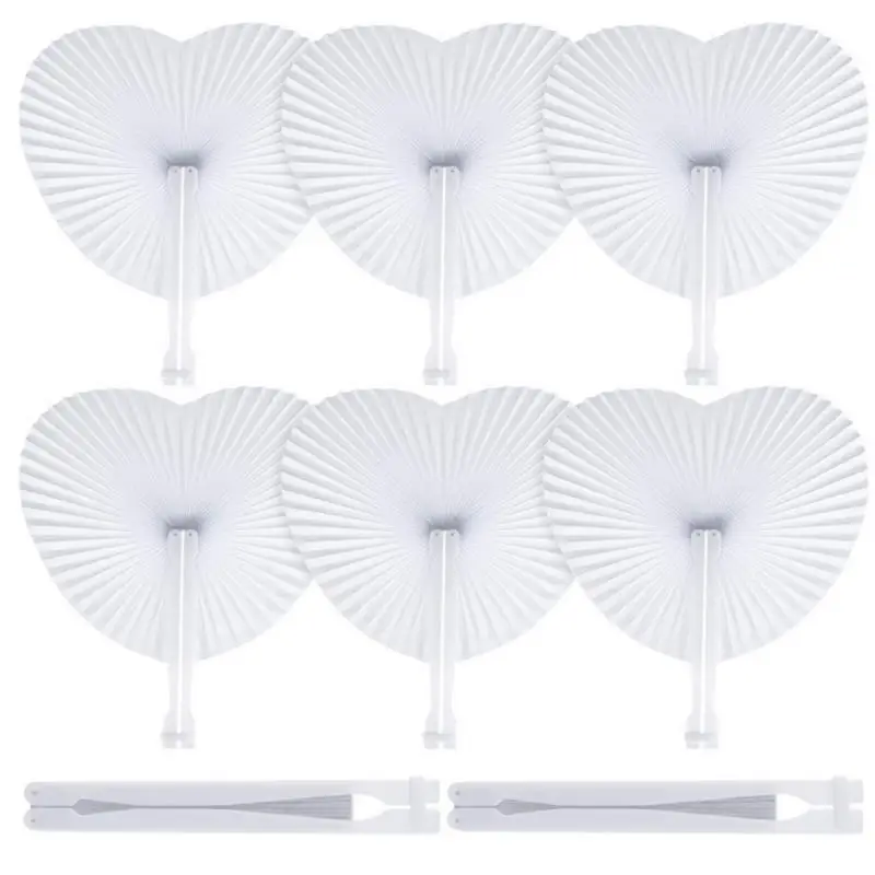 Heart Shape Folding Fan Blank Paper Hand Fans 30 folding fan hand fan