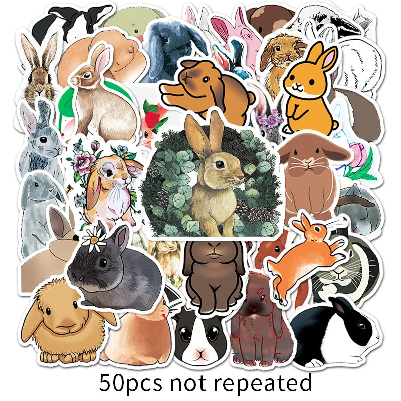 Cute Rabbit Kawaii Stationery Stickers Rabbit Diary Planner Junk Journal Decorative Scrapbooking Skateboard Craft Sticker 50pcs cartoon stickers decorative stickers kawaii stickers