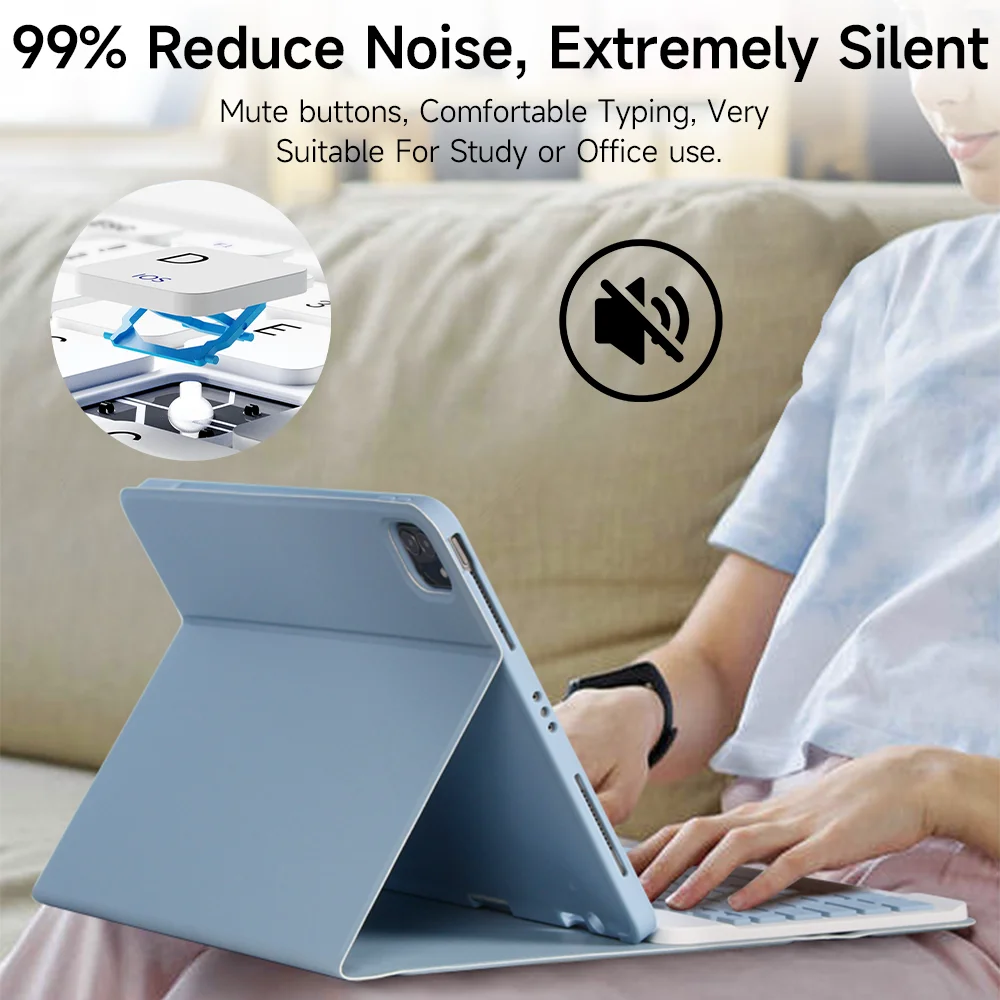 para Ipad Case Pro 11 20232023 ar 5th Funda com Mouse Teclado Bluetooth para Ipad 10th Geração Case com Tampa da Bandeja Caneta - Imagem 5