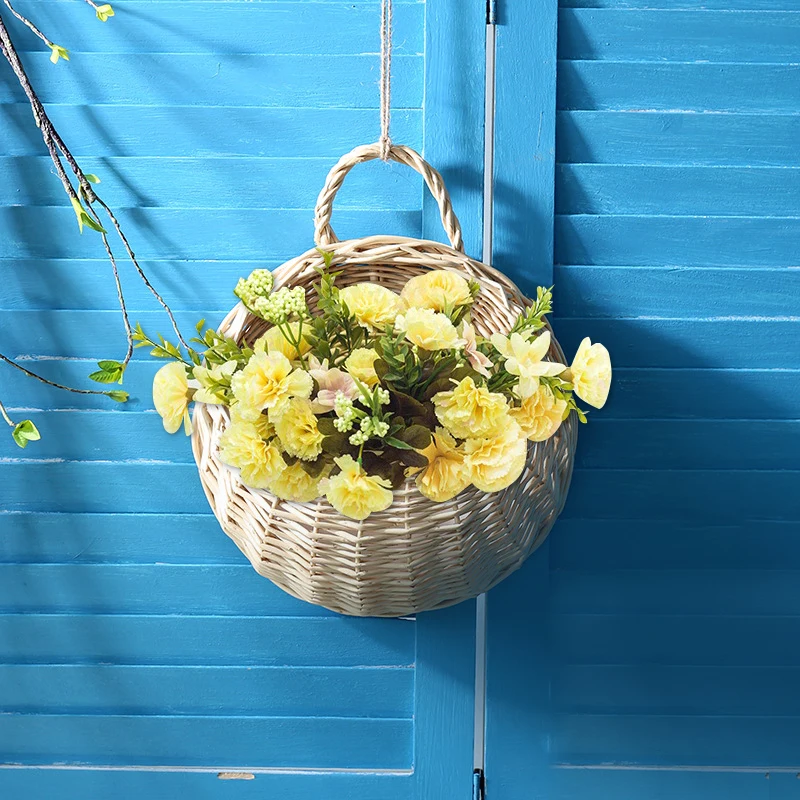 Handmade Woven Hanging Basket Storage Home Garden Flower Pot Hanging Wall Basket Wicker Rattam Vine Pot Indoor Plants Holder