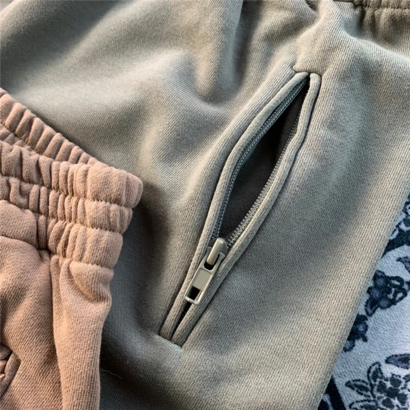 Good Quality Season 6 Kanye West Fashion Blank Shorts Men 1:1 Zipper Pockets Terry Cotton Solid Ye Women Breeches Sweat Shorts 4