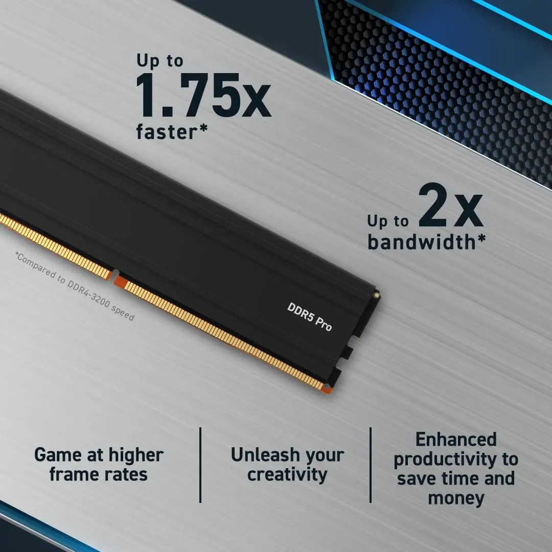 Crucial Pro RAM 32GB Kit (2x16G) 48GB (2X24G) 64GB(2x32G) DDR5 5600MT/s (or 5200MT/s or 4800MT/s) Desktop Memory Gaming 16G 24G desktop ram memory desktop memory