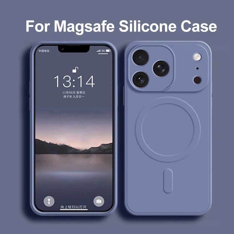 Magnetische Original Magsafe Flüssigsilikon-Handyhülle für iPhone 18 17 16 12 15 14 13 Pro Max Plus 18Pro 17Pro Kabelloses Laden Weiche Schutzhülle