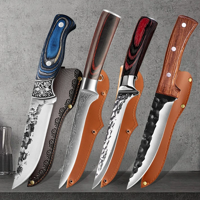 

Кованый нож ручной работы, профессиональный шеф-повар для обвалки мяса, магнитный кухонный нож