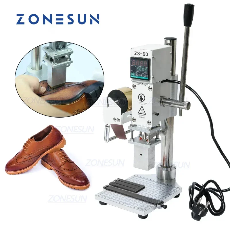 ZONESUN Manual Leather Paper PVC DIY Shoe Hot Foil Stamping Bronzing Embossing Machine Heat Press Machine