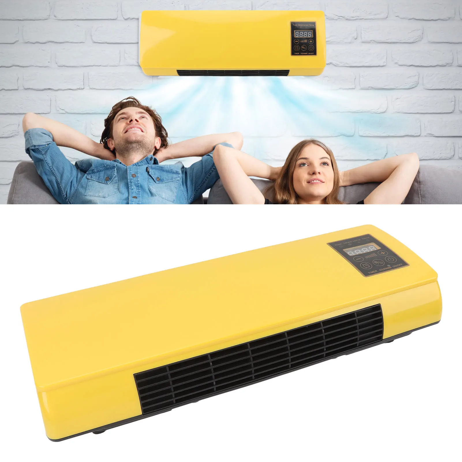Wall Air Conditioner Energy Saving Hanging Air Conditioner with Remote Control for Bedroom Living Room Bathroom Yellow 5