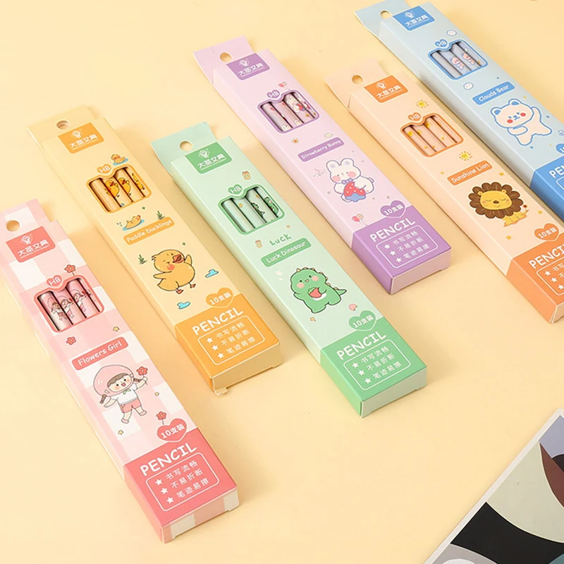Animal Rabbit Dinosaur Lion Pencil 10 Pack HB Pencil with Rubber Head Stationery Office Supplies 6