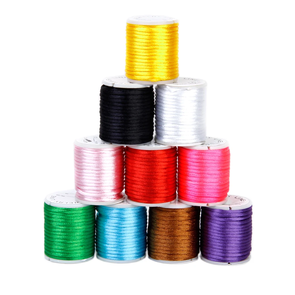 10 Colors Nylon Cord Kumihimo String Beading Jewelry Making 6/4m Colorful