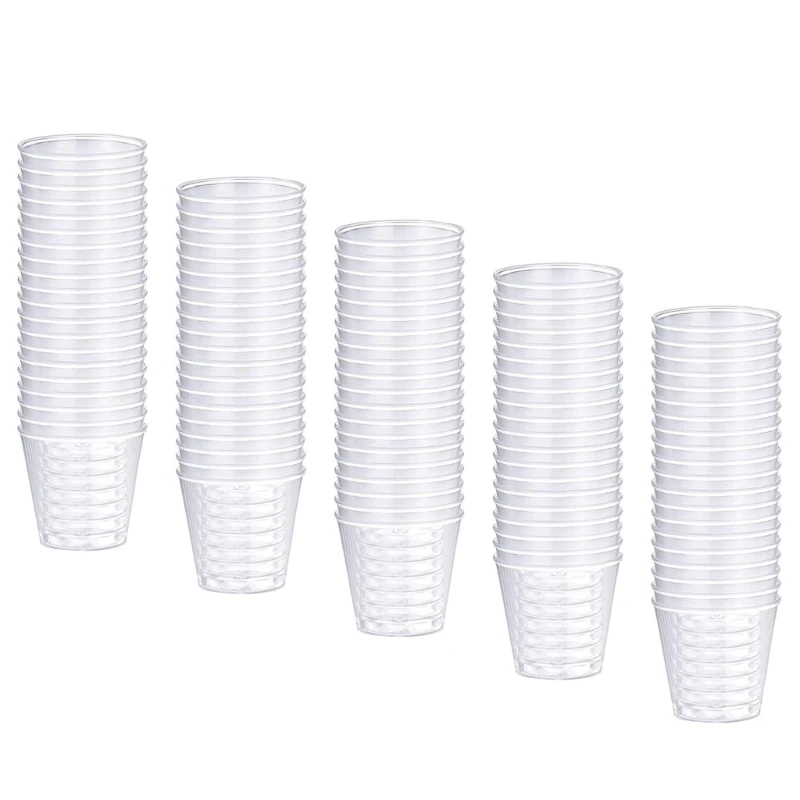 Set of 100 Stackable Plastic Shot Glasses 30ml Reusable Cups for Banquets 30ml Disposables Shot Glasses for Dessert G2AB