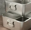 304 stainless steel plate metal  tray with handle square plate baking dish deep barbecue bbq Storage food trays serving basin 5