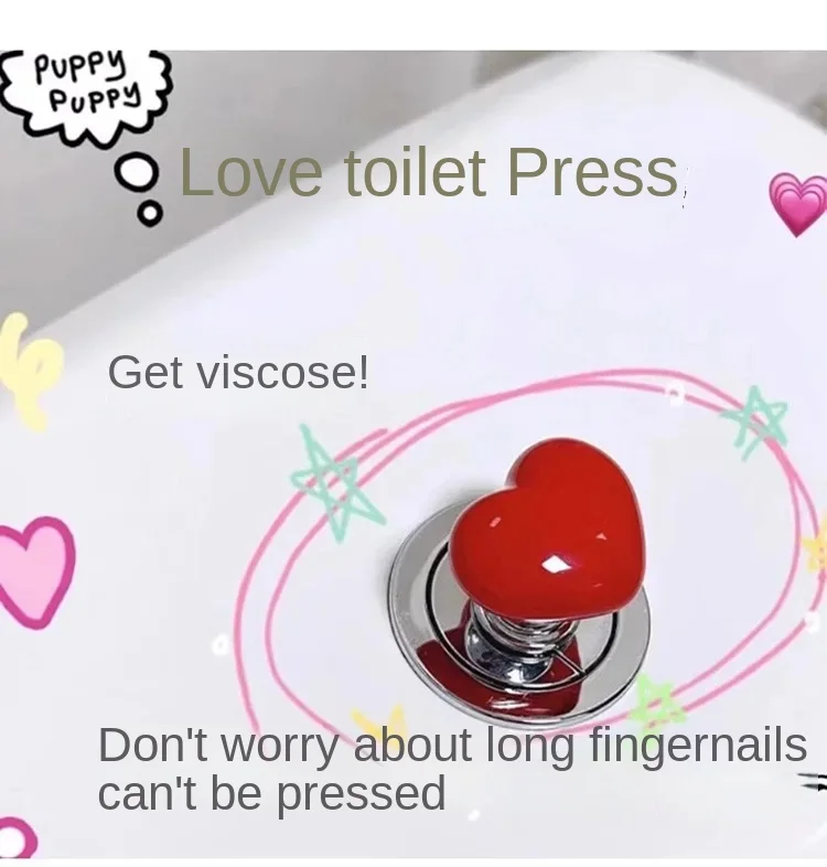 Description Picture 6 of itemNew Creative Love Toilet Press Toilet Flush Switch Tank Button Auxiliary Pump Cover Hand Pressure Accessories Bathroom Supplies
