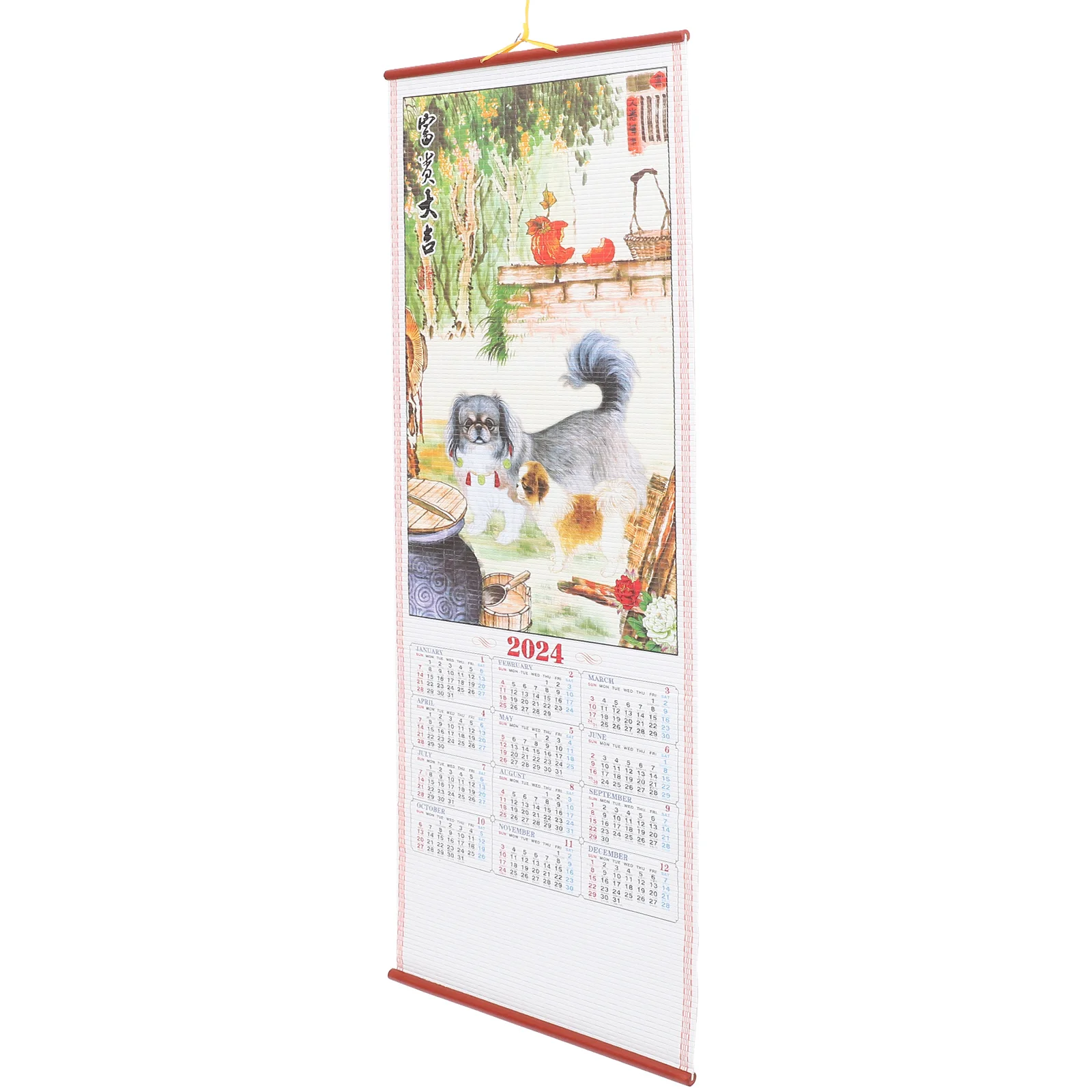 2024 Chinese Wall Scroll Calendars Year The Dragon Calendar Lunar Yearly Imitation Rattan Scroll Calendar Spring Festival red xuan paper rice paper decoupage scroll papel arroz for spring festival couplets calligraphy semi raw rice paper