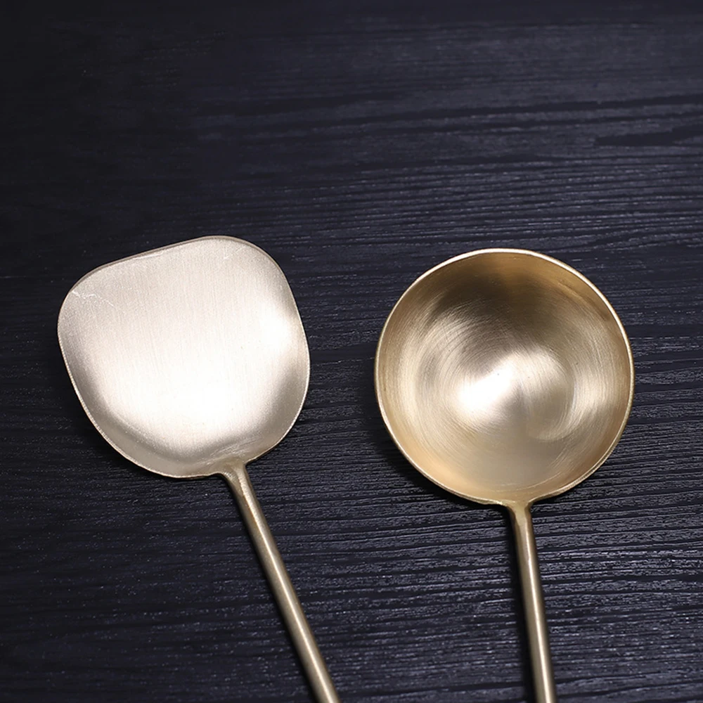 Mater Star High Quality Copper Chino For Wok Cooking Tools Shovel Spoon Anti-scalding Beech Handle Kitchen Cookware Utensils