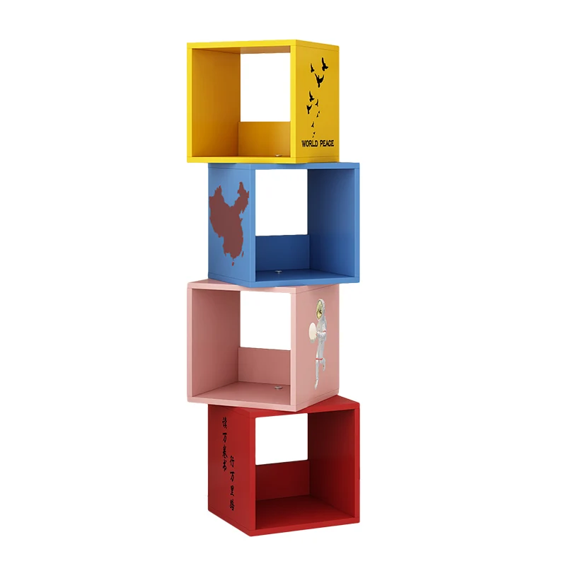 Creative rotating bookcase display cabinet colorful children's bookshelf