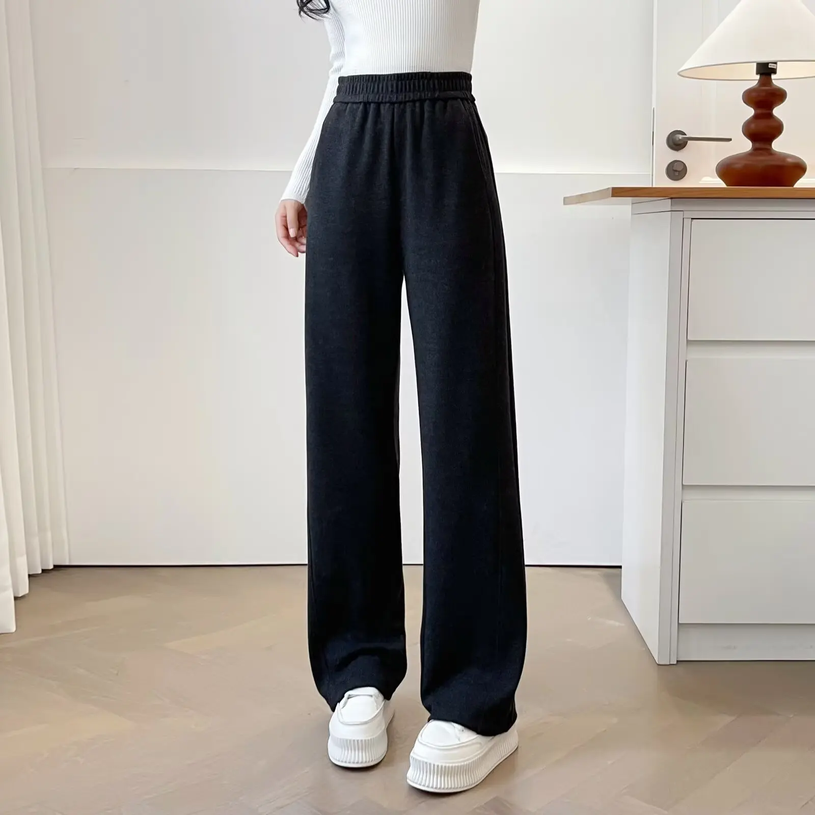 XXXXL Fashion Plus Size Women's Straight Leg Pants 2025 Autumn And Winter New Thickened Casual Trousers 2565
