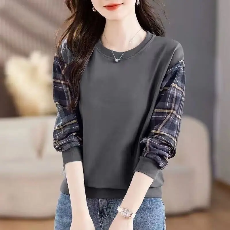 Gespleißter Kapuzenpullover für Damen im Frühling und Herbst 2022. Neues bedrucktes, vielseitiges, lockeres, einfaches, klassisches Langarm-Oberteil im Western-Stil – Detail 1