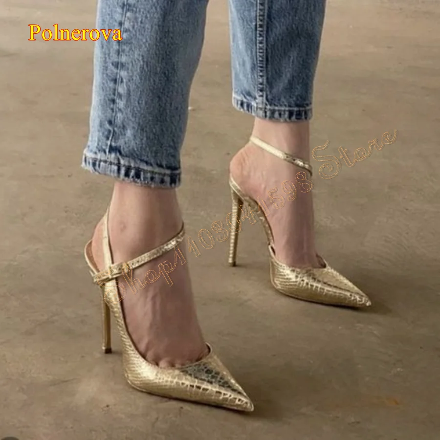 

Pointed Toe Patent Leather Crocodile Pumps Stiletto Buckle Women's Shoes Wedding Party HIgh Heels 2024 New Zapatos Para Mujere