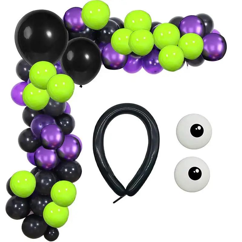 

Party Balloon Black Purple Green Arch Halloween Horror Atmosphere Arrangement With Spider Eye Decoration Kit For Festivals