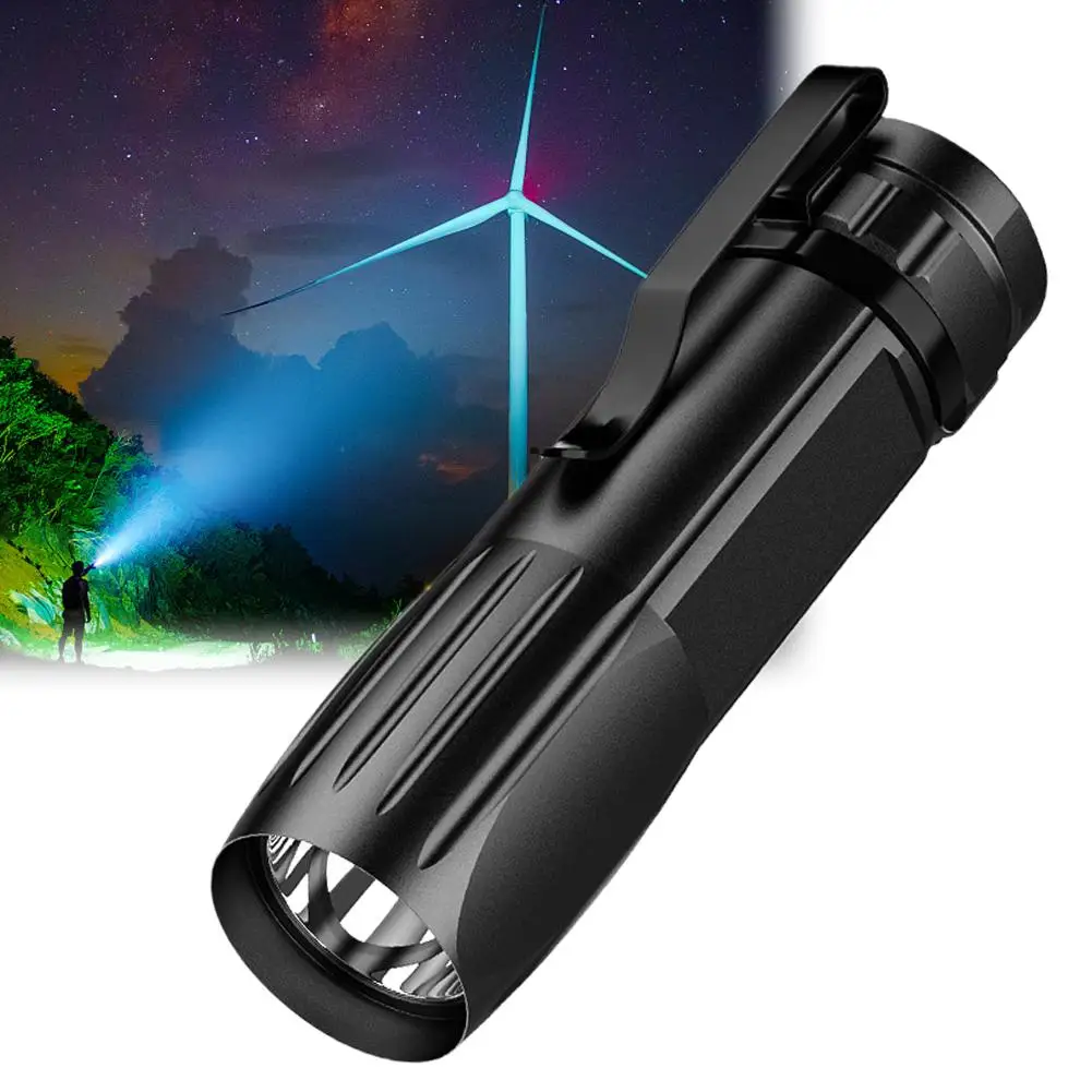 

Small Aluminum Alloy Flashlight Pen Clip Type USB Charging Flashlight Light Flashlight Fixed Household Focus Mini Strong LE L2Z4