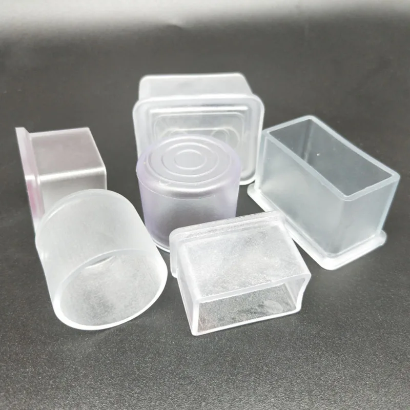 Transparent Square Furniture Leg Caps with Non-slip Rubber and Floor Protection Pads