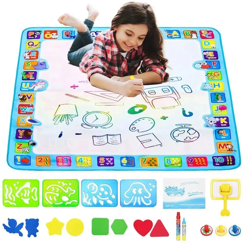 Coolplay Magic Water Drawing Mat Coloring Doodle Mat with Magic Pens Montessori Toys Painting Board Educational Toys for Kids 1