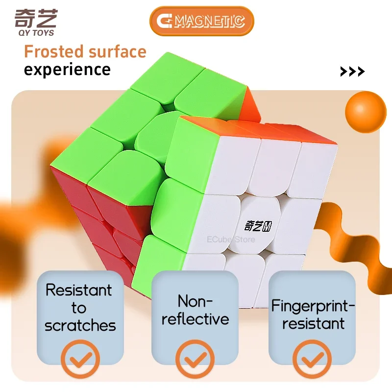 NEW!!! [ECube] QiYi QiMeng Plus M Cube 9.0 CM 3x3x3 Plus Magnetic Cube Professional Stickless Puzzle Magic Cube Education Toys 6