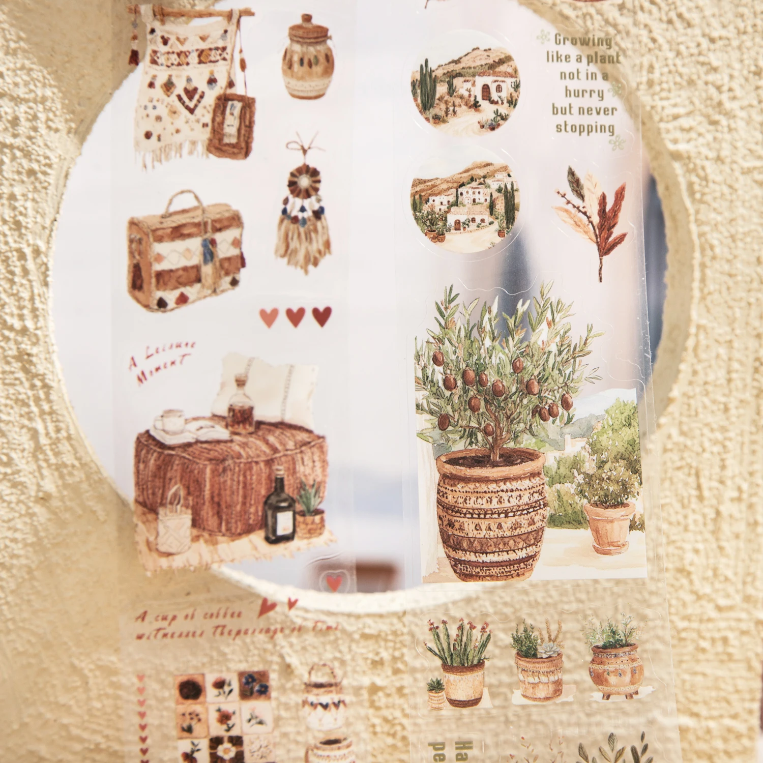 로맨틱 보헤미안 시리즈 빈티지 식물 꽃 캐릭터 PET 테이프 창의적인 DIY..