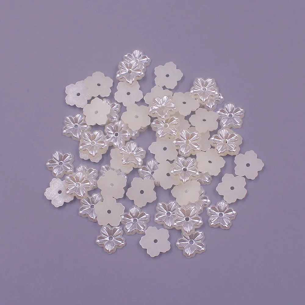 100pcs 10MM ABS Resin Half Round flower Pearls Flatback Non Hotfix Rhinestones Pearl Beads For Art DIY Phone Jewelry Making acrylic beads stone beads imitation pearl beads plastic beads acrylic craft beads abs beads resin beads