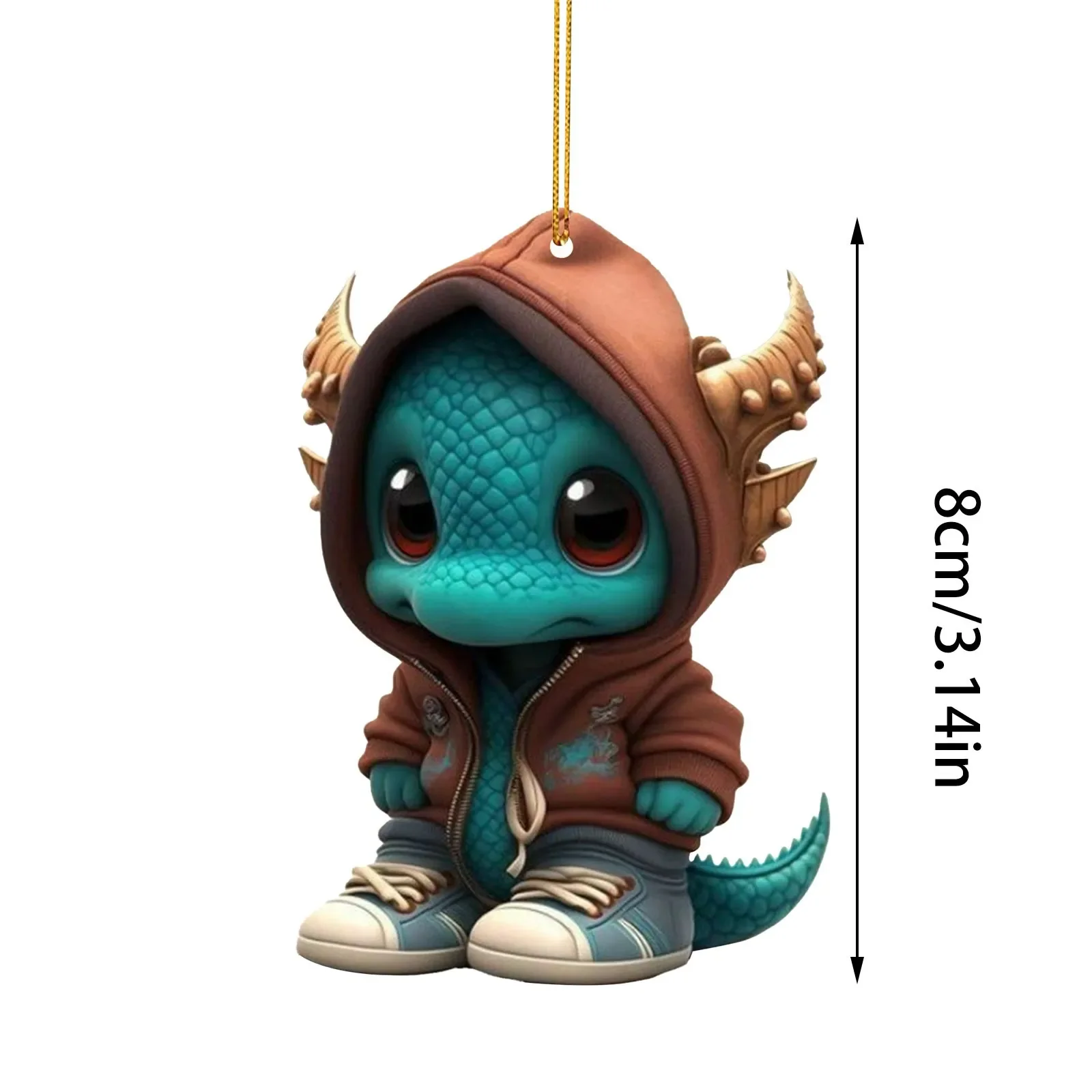 Cartoon Dragon Statue Acrylic Pendant Christmas Tree Decoration Pendants Car Interior Decoration String Bead Hanging Ornament 2D
