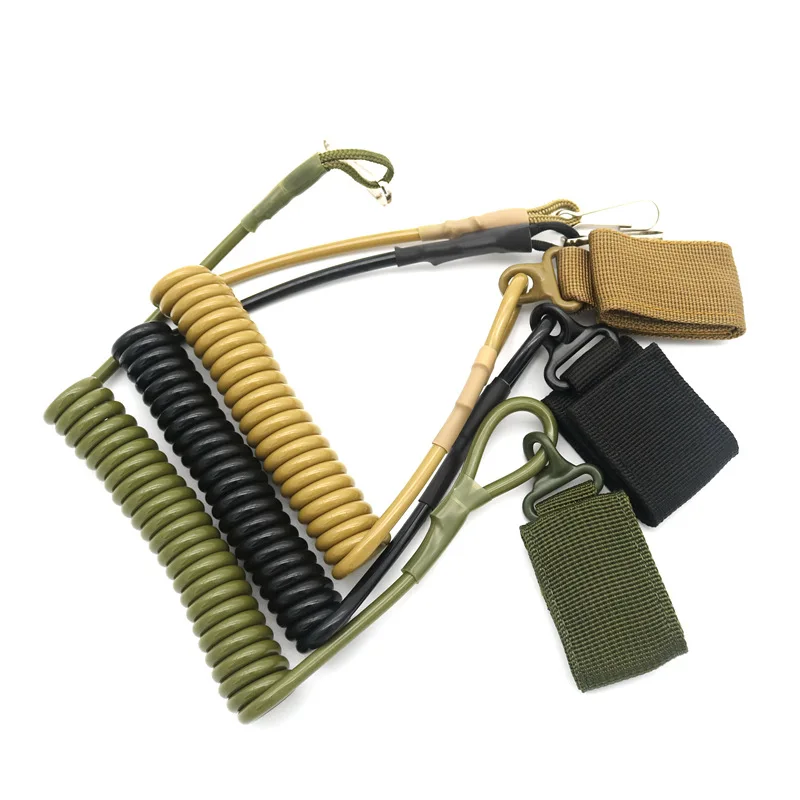 Taktisches Anti-Lost elastisches Lanyard-Seil Outdoor-Feder sicherheits gurt Pistolen seil für Schlüssel ring kette Taschenlampe Jagd zubehör – Detail 8
